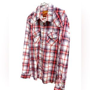 Red Camel Plaid Western Pearl Snap Longsleeve XL
